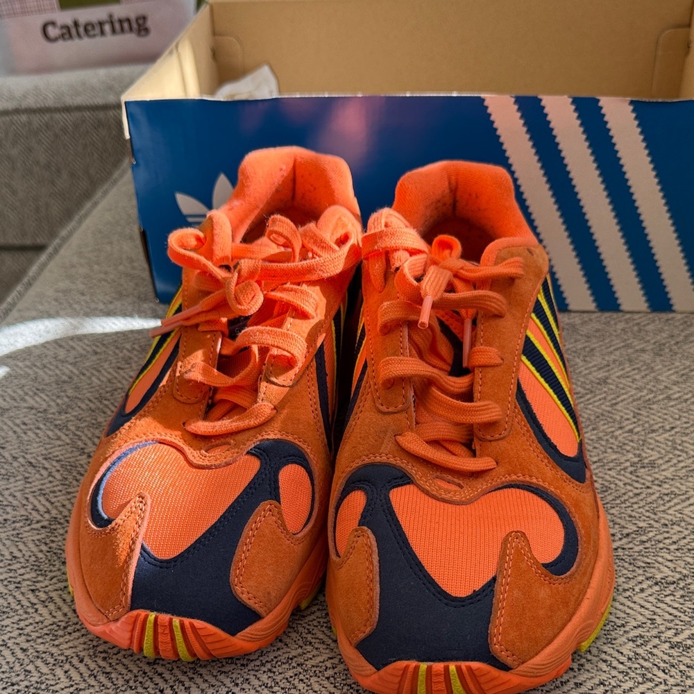 Adidas Kids Vibrant Orange and Navy Sneakers